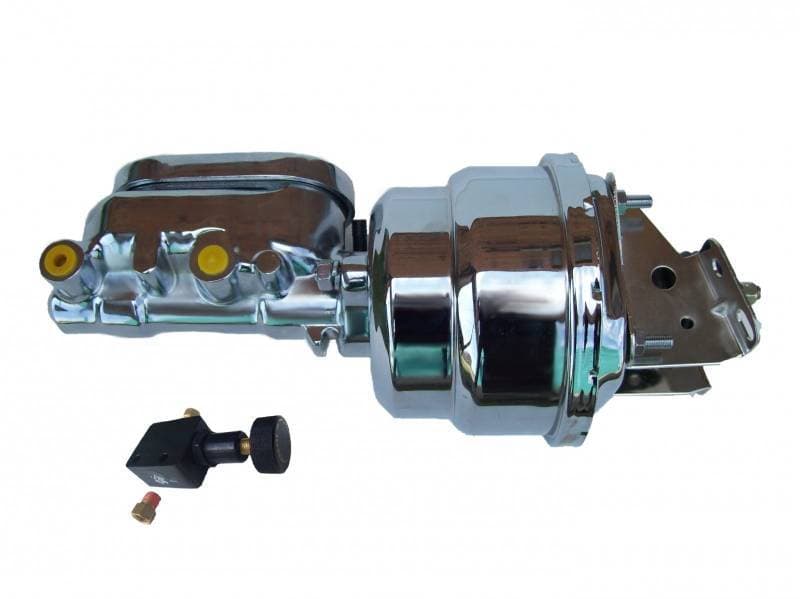 7-Inch Chrome Dual Power Brake Booster with 1-1/8-Inch Bore Flat Top Master Cylinder and Adjustable Proportioning Valve for GM AFX