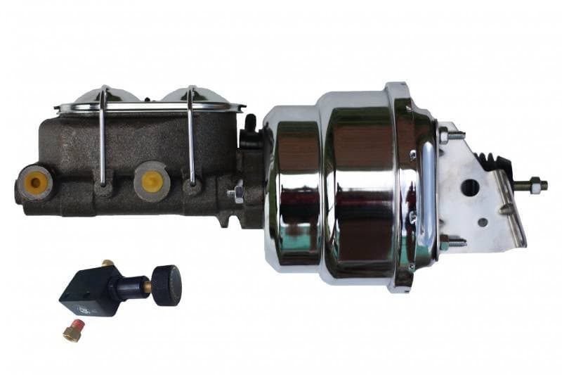 7-Inch Chrome Dual Power Booster with 1-1/8 Inch Bore Master Cylinder with Chrome Lid and Adjustable Proportioning Valve for GM AFX