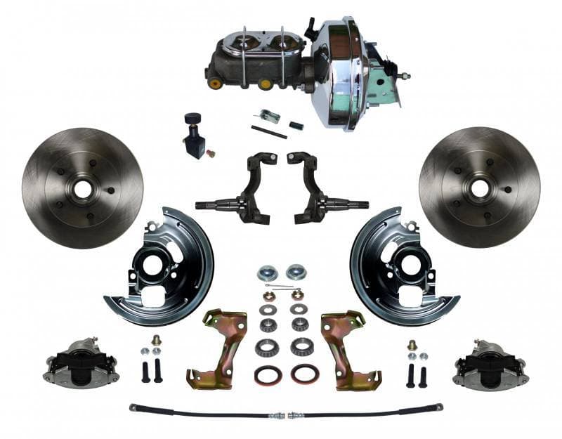 GM AFX Power Front Disc Brake Conversion Kit with 9" Chrome Booster Cast Iron Chrome Top M/C Adjustable Proportioning Valve