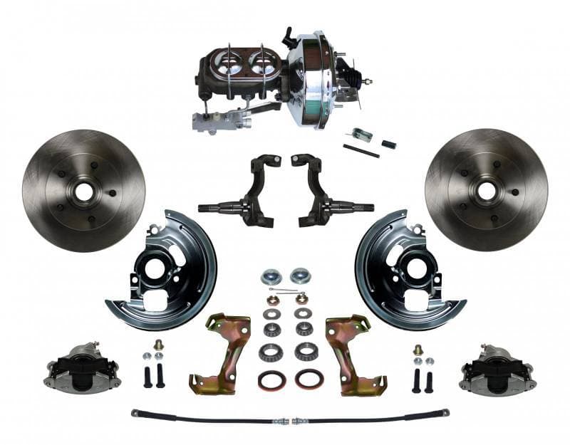 Power Front Disc Brake Conversion Kit with 9" Chrome Booster Cast Iron Chrome Top M/C Disc/Drum Side Mount for GM AFX