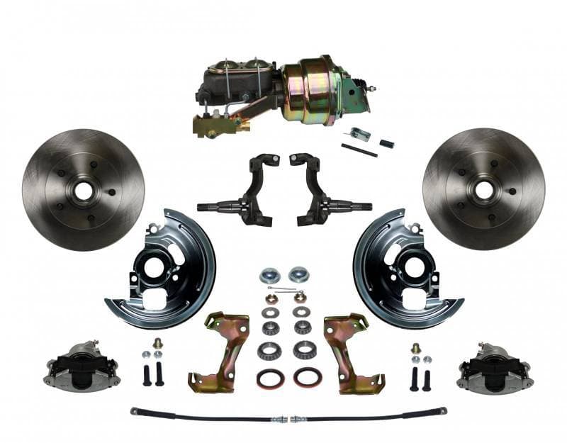 Power Front Disc Brake Conversion Kit with 7″ Dual Zinc Booster & Cast Iron Master Cylinder – Disc/Disc Side Mount for GM AFX