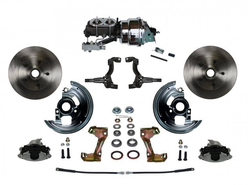 GM AFX Power Front Disc Brake Conversion Kit with 7" Dual Chrome Booster, Cast Iron Chrome-Top Master Cylinder, and Side Mount (Disc/Disc)