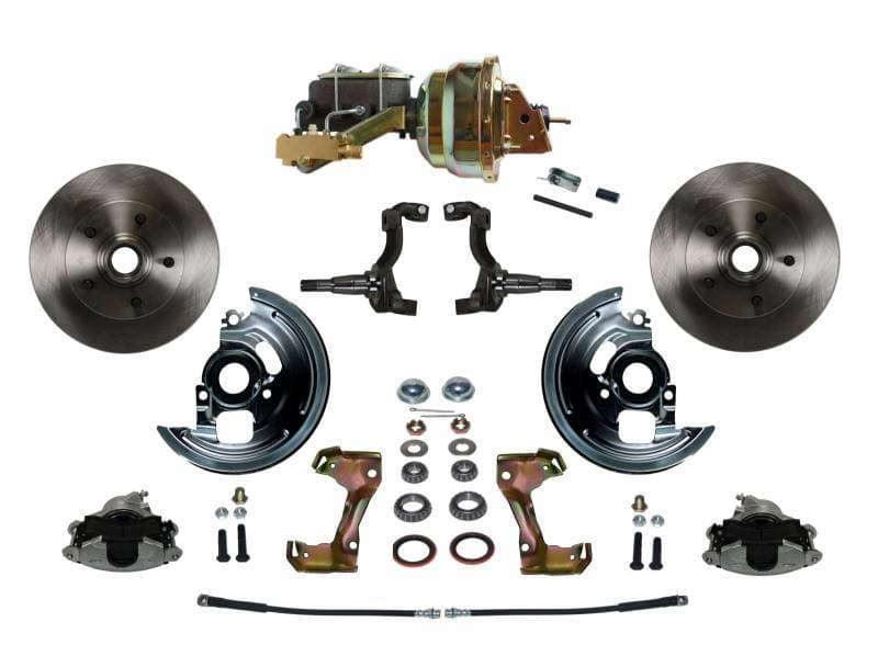 GM AFX Body Power Front Disc Brake Conversion Kit with 8" Dual Zinc Booster Cast Iron M/C Disc/Drum Side Mount