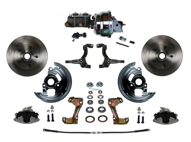 GM AFX Power Front Disc Brake Conversion Kit with 8" Dual Chrome Booster Cast Iron Chrome Top M/C Adjustable Proportioning Valve