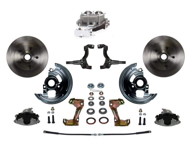 Manual Front Disc Brake Conversion Kit with Cast Iron Chrome Top Master Cylinder and Disc/Drum Side Mount for GM AFX Models
