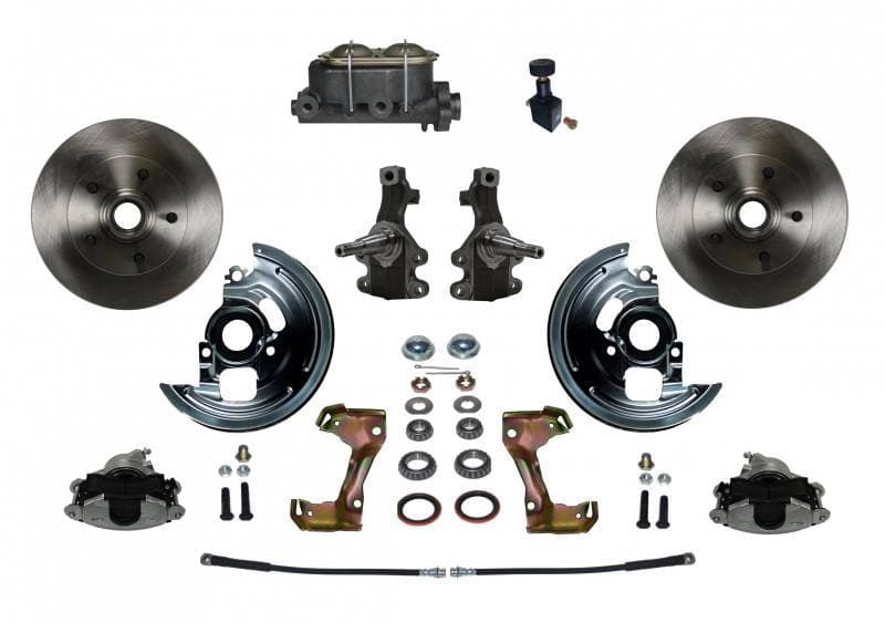 Manual Front Disc Brake Conversion 2" Drop Spindle with Cast Iron Master Cylinder and Adjustable Proportioning Valve GM AFX Body