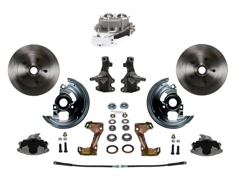 Manual Front Disc Brake Conversion 2" Drop Spindle with Cast Iron Chrome Top Master Cylinder Disc/Disc Side Mount GM AFX Body