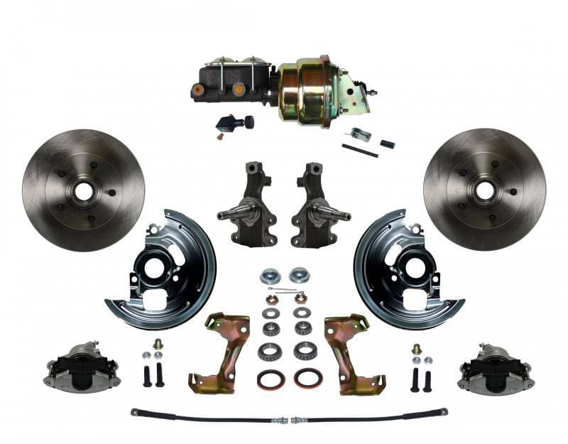 GM AFX Power Front Disc Brake Conversion Kit 2" Drop Spindle with 7" Dual Zinc Booster Cast Iron M/C Adjustable Proportioning Valve