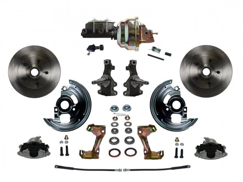 Power Front Disc Brake Conversion Kit 2" Drop Spindle with 8" Dual Zinc Booster Cast Iron M/C Adjustable Proportioning Valve for GM AFX