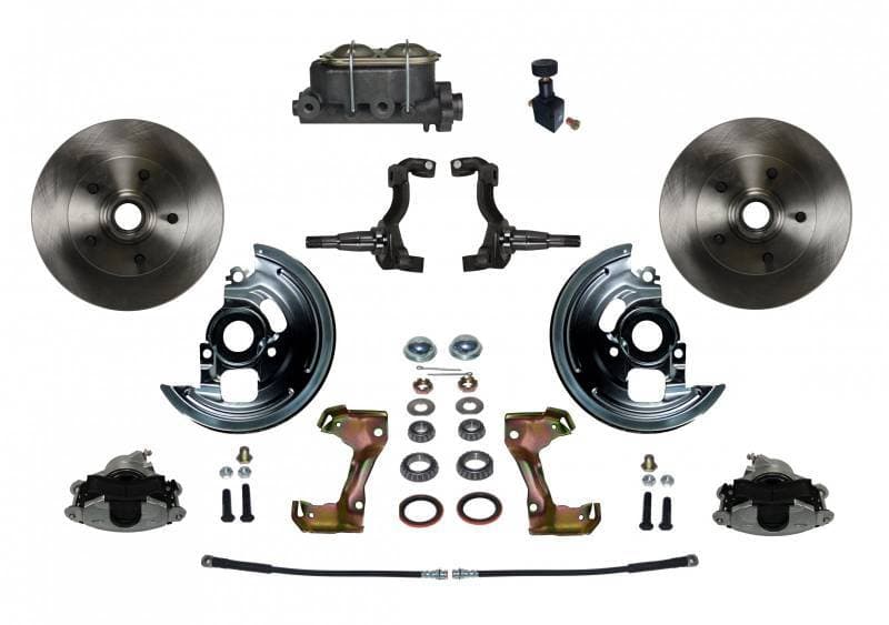 Manual Front Disc Brake Conversion Kit with Cast Iron Master Cylinder and Adjustable Proportioning Valve for 1962-1967 Chevy II and Nova