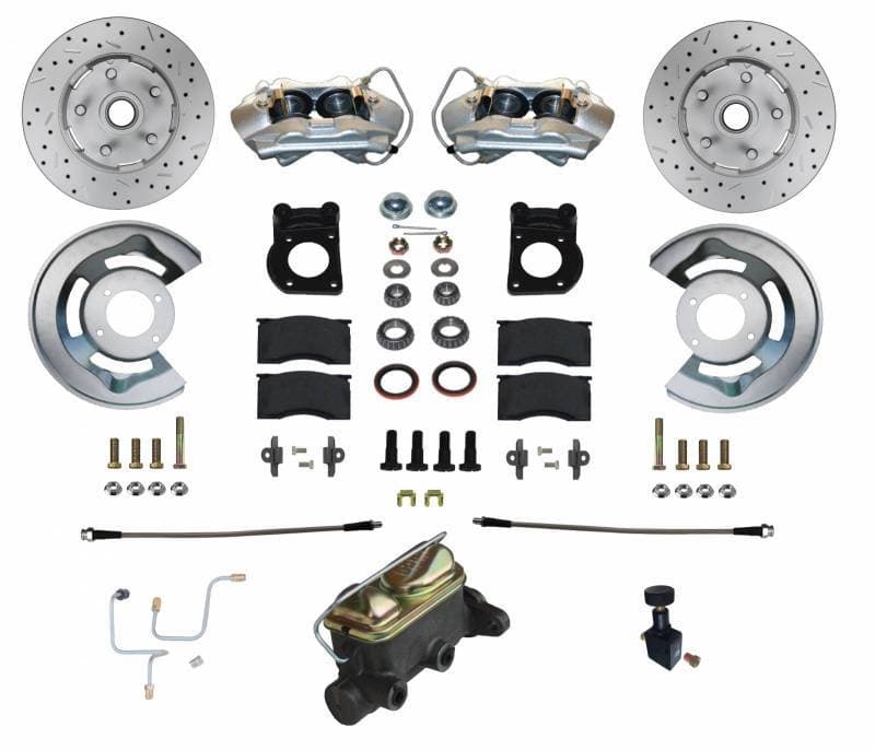 Manual Front Disc Brake Conversion with 4-Piston Calipers and MaxGrip XDS Rotors for 1964.5-66 Ford Mustang