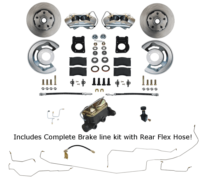 Manual Front Disc Brake Conversion Kit with Pre-Bent Brake Lines for 1964.5-1966 Ford Mustang