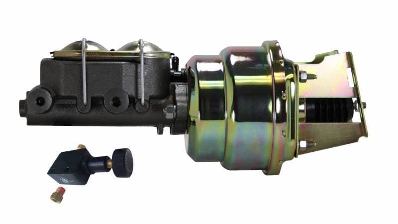 7-Inch Zinc Dual Power Booster with 1-1/8 Inch Bore Master Cylinder and Adjustable Proportioning Valve for 1955-1968 Chevrolet