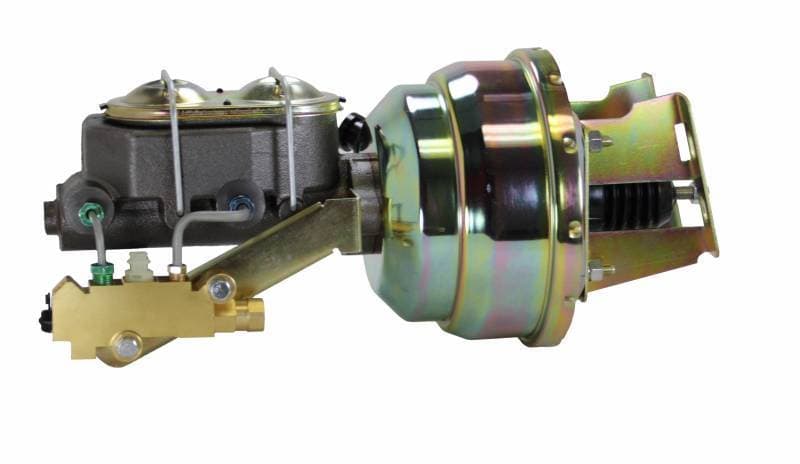 8-Inch Zinc Dual Power Brake Booster with 1-1/8 Inch Bore Master Cylinder and Side-Mount Valve for Disc/Drum Brakes on 1955-1968 Chevrolet