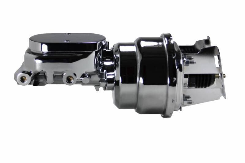 7-Inch Chrome Dual Power Brake Booster with 1-1/8-Inch Bore Flat Top Master Cylinder for 1960-1966 Chevrolet and GMC