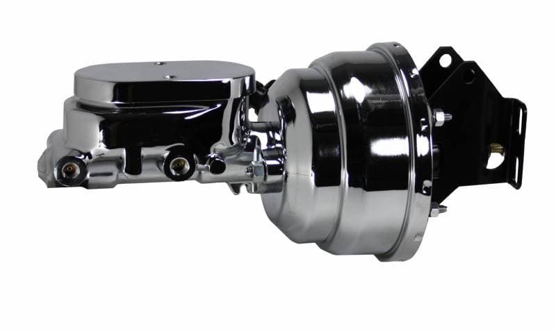 8-Inch Chrome Dual Power Brake Booster with 1-1/8 Inch Bore Flat Top Master Cylinder for 1957-1972 Ford Truck