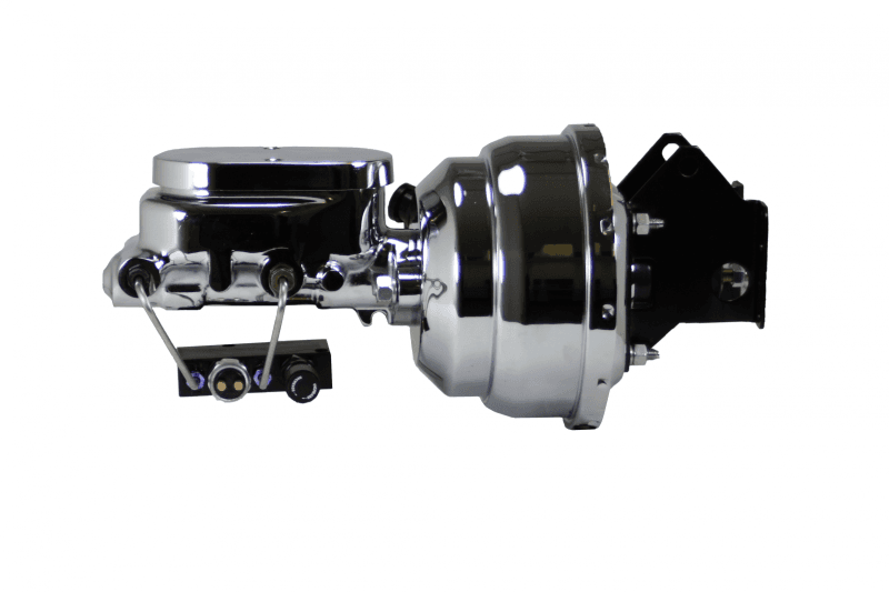 8-Inch Chrome Dual Power Brake Booster with 1-Inch Bore Flat Top Master Cylinder and Adjustable Combo Valve for 1957-1972 Ford Truck