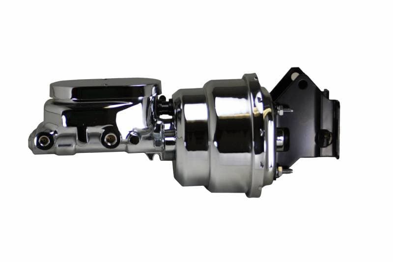 7-Inch Chrome Dual Power Brake Booster with 1-1/8 Inch Bore Flat Top Master Cylinder for 1957-1972 Ford Truck