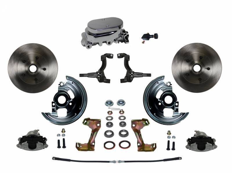 Manual Front Disc Brake Conversion Kit with Chrome Aluminum Flat Top Master Cylinder and Adjustable Proportioning Valve for GM AFX Models