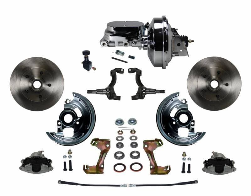 Power Front Disc Brake Conversion Kit with 9" Chrome Booster Flat Top Chrome M/C Adjustable Proportioning Valve for GM AFX