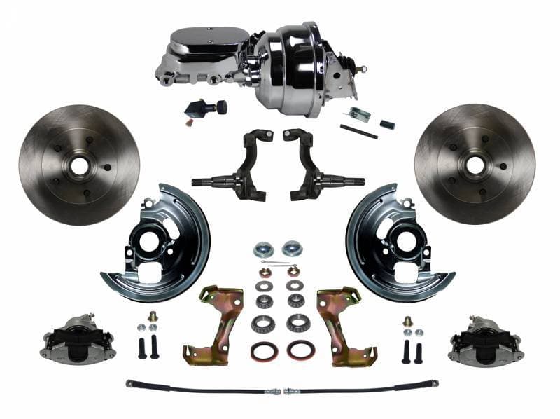 GM AFX Power Front Disc Brake Conversion Kit with 8" Dual Chrome Booster Flat Top Chrome M/C Adjustable Proportioning Valve
