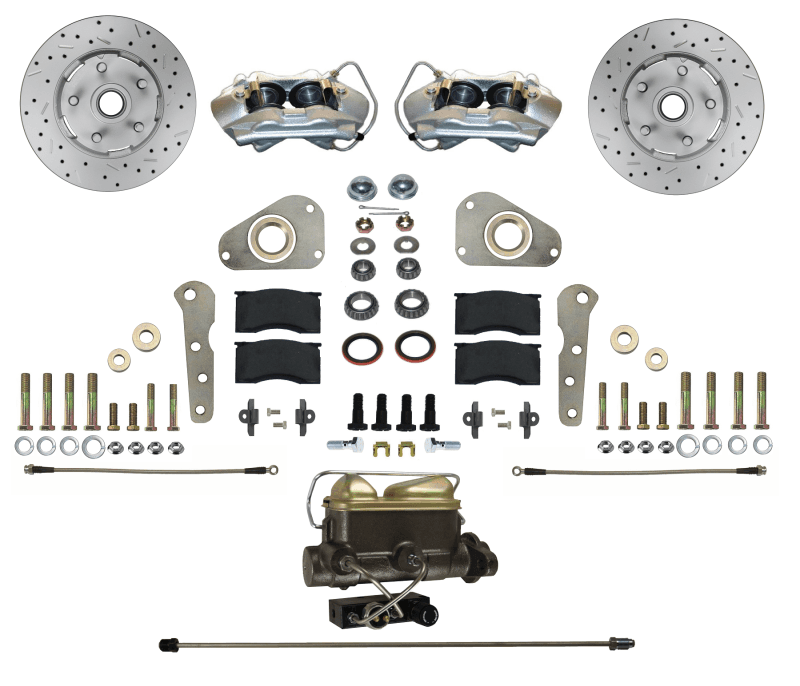 Manual Front Disc Brake Conversion with 4-Piston Calipers and MaxGrip XDS Rotors for 1957-1968 Full-Size Ford