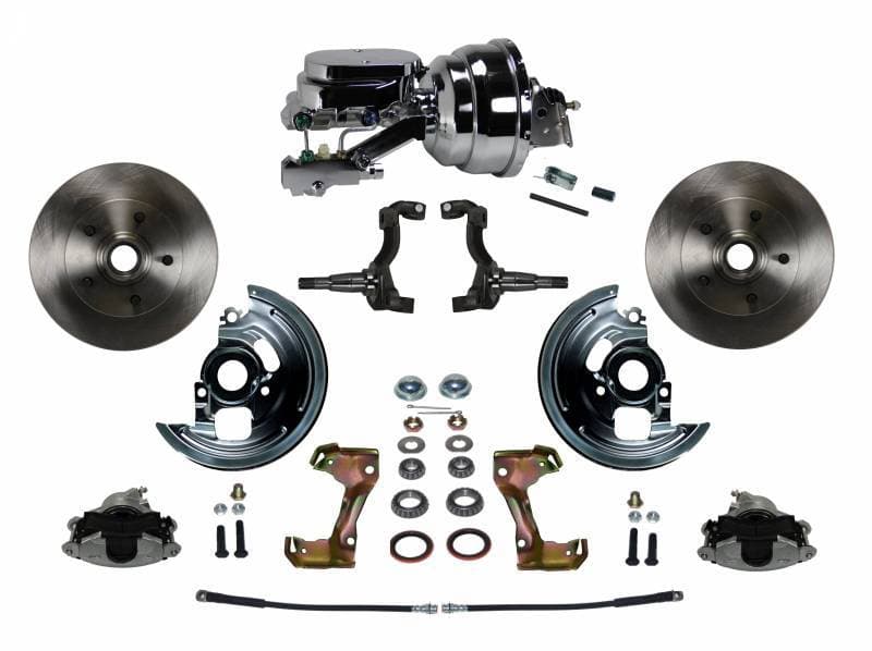 Power Front Disc Brake Conversion Kit – 8" Dual Chrome Booster, Flat Top Chrome Master Cylinder, Disc/Disc Side Mount – Fits 1964-1974 Pontiac & Chevrolet