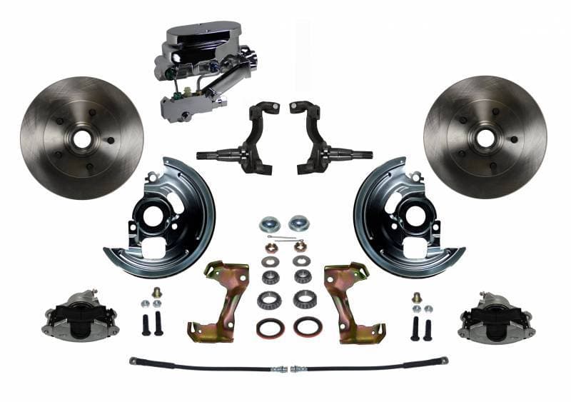 1962-67 Chevy Nova or Chevy II Manual Front Disc Brake Conversion Kit with Chrome Aluminum Flat Top Master Cylinder, Disc/Drum Side Mount