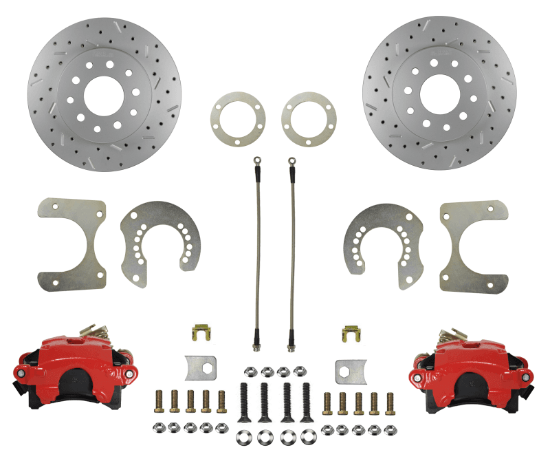Mopar 8-3/4 & 9-3/4 Rear Disc Brake Conversion Kit – Red Calipers, MaxGrip XDS Rotors