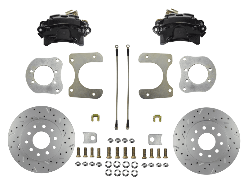 Rear Disc Brake Conversion Kit - Mopar 8-1/4  9-1/4 Rear Axles MaxGrip XDS Rotors with Black Calipers