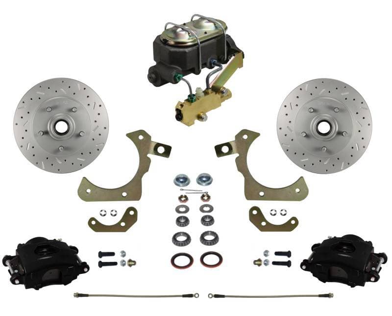 Manual Front Disc Brake Conversion Kit with Disc Disc Valve and MaxGrip XDS Rotors, Black Calipers for 1959-64 Full-Size Chevrolet