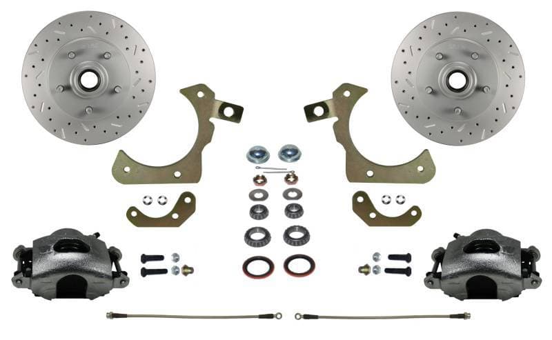 Spindle Mount Kit with MaxGrip Cross Drilled & Slotted Rotors for 1955-58 Chevy GM