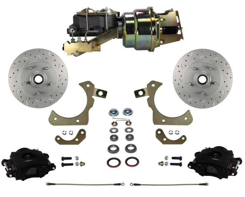 Power Front Disc Brake Conversion Kit with Disc Disc Valve | MaxGrip XDS | Black Calipers