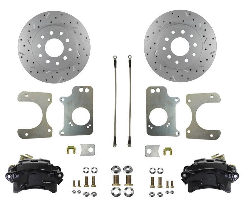 3rd Gen Camaro & Firebird Rear Disc Brake Conversion Kit - GM 10 Bolt Axles with 3 Bolt Flange - Black Calipers and MaxGrip XDS