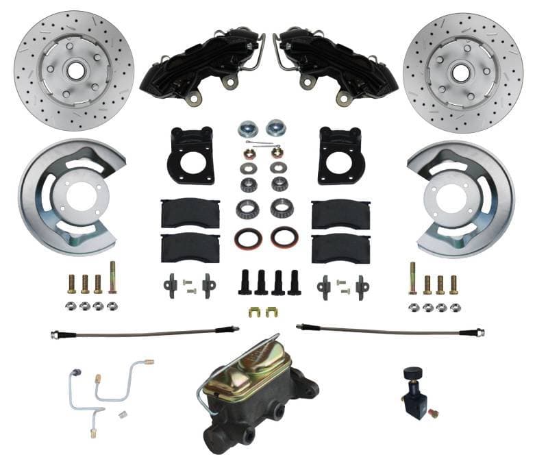 1964-1966 Ford Mustang Manual Front Disc Brake Conversion Kit with MaxGrip XDS Rotors and Black Calipers