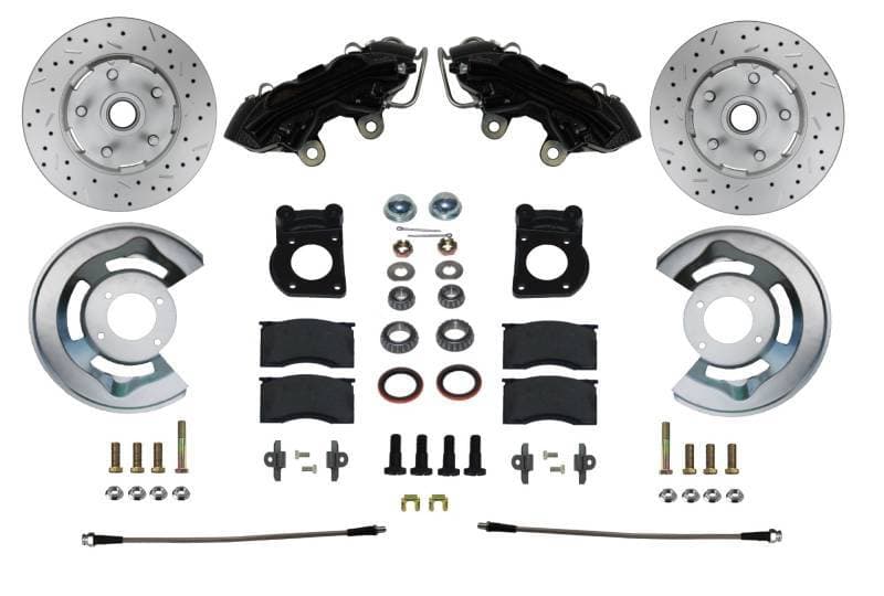 Front Spindle Kit with Drilled Rotors and Black Powder Coated Calipers for 1963-1969 Ford and Mercury