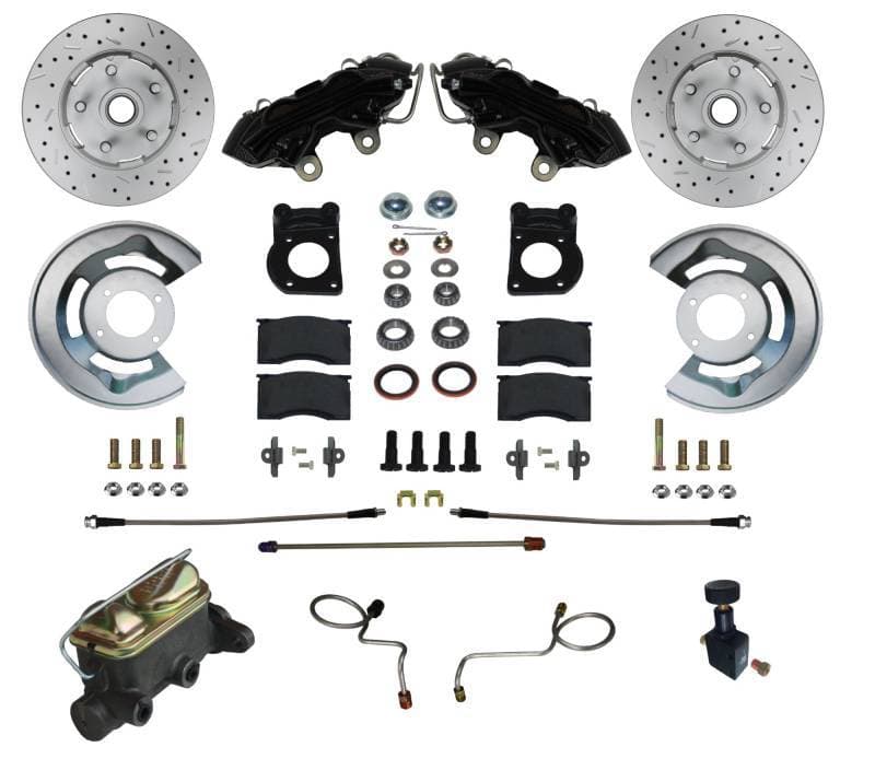 Manual Front Disc Brake Kit with Drilled Rotors and Black Powder Coated Calipers for 1971-73 Ford Mustang