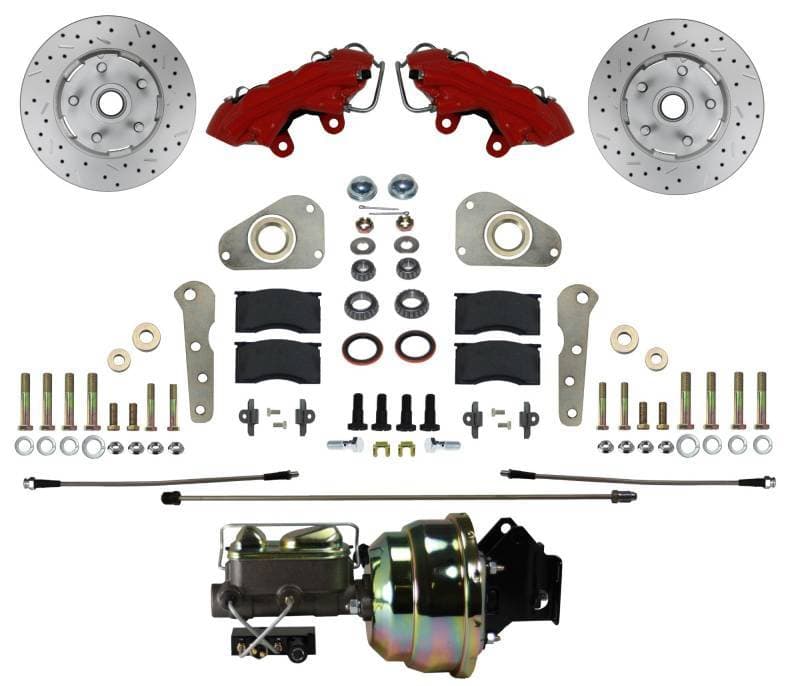 Power Front Kit with Drilled Rotors and Red Powder Coated Calipers