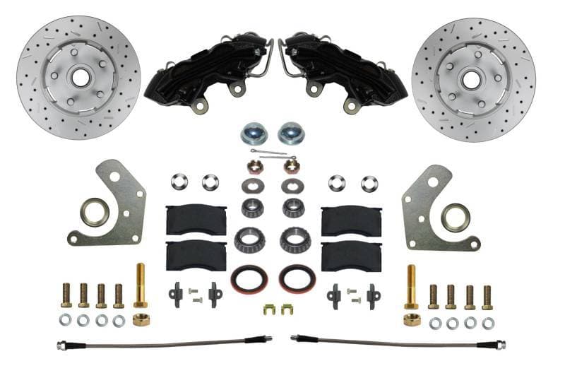 Spindle Kit with Drilled Rotors and Black Powder Coated Calipers for Mopar B & E Body