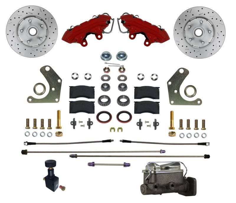 Mopar C Body Manual Front Disc Brake Conversion Kit, MaxGrip XDS Rotors with Red Calipers