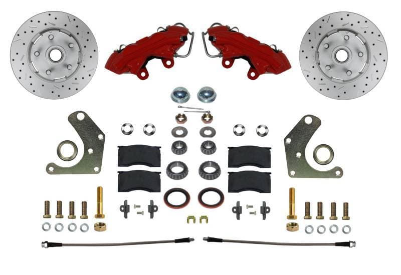 Spindle Kit with Drilled Rotors and Red Powder Coated Calipers for Mopar C-Body