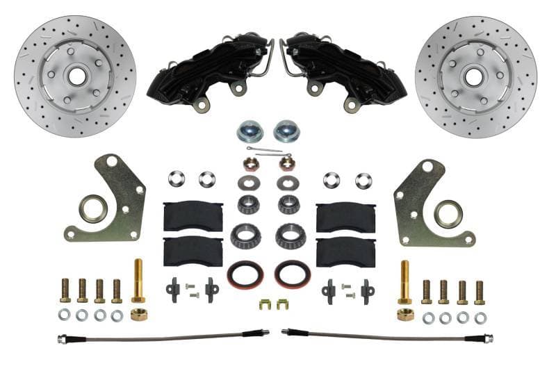 Spindle Kit with Drilled Rotors and Black Powder Coated Calipers for Mopar C-Body