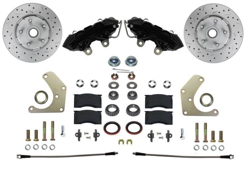 Spindle Kit with Drilled Rotors and Black Powder Coated Calipers for Mopar A-Body