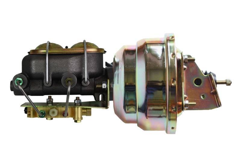 8-Inch Zinc-Plated Dual Power Brake Booster with 1-Inch Bore Master Cylinder, Side Mount Disc/Drum Proportioning Valve for 1970-1981 Camaro or Firebird