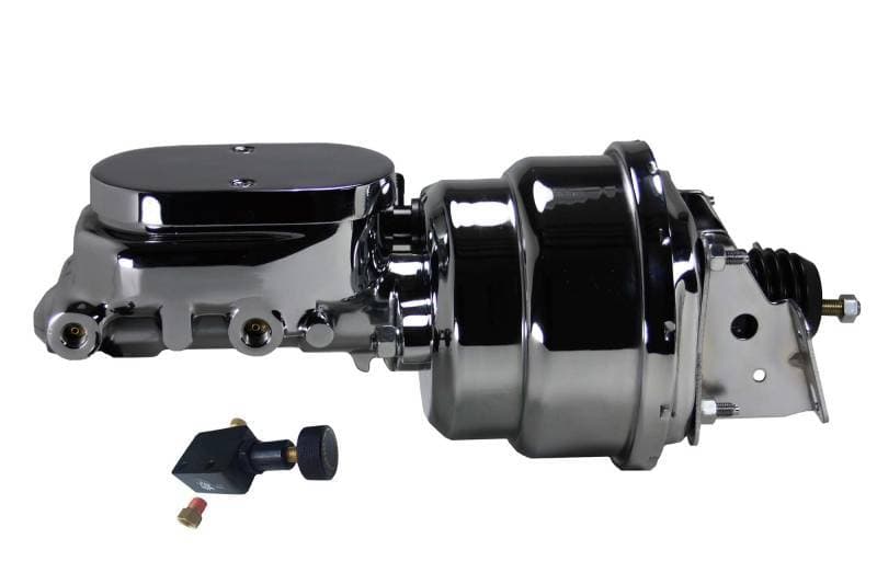 7-Inch Chrome Dual Power Brake Booster with 1-1/8-Inch Bore Flat Top Master Cylinder and Adjustable Proportioning Valve for 1970-1981 GM F-Body