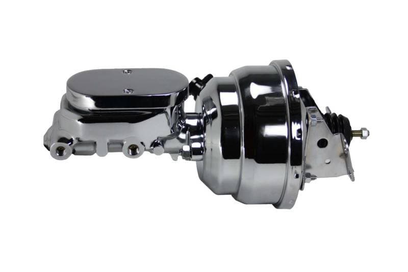8-Inch Dual Power Booster with 1-Inch Bore Chrome Flat Top Master Cylinder for 1970-1981 Camaro or Firebird