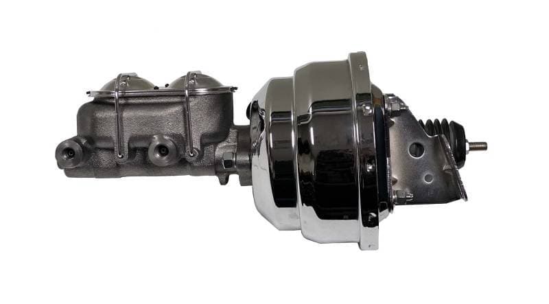 8-Inch Dual Power Brake Booster with 1-1/8 Inch Bore Cast Iron Master Cylinder and Chrome Lid for 1970-1981 Camaro or Firebird