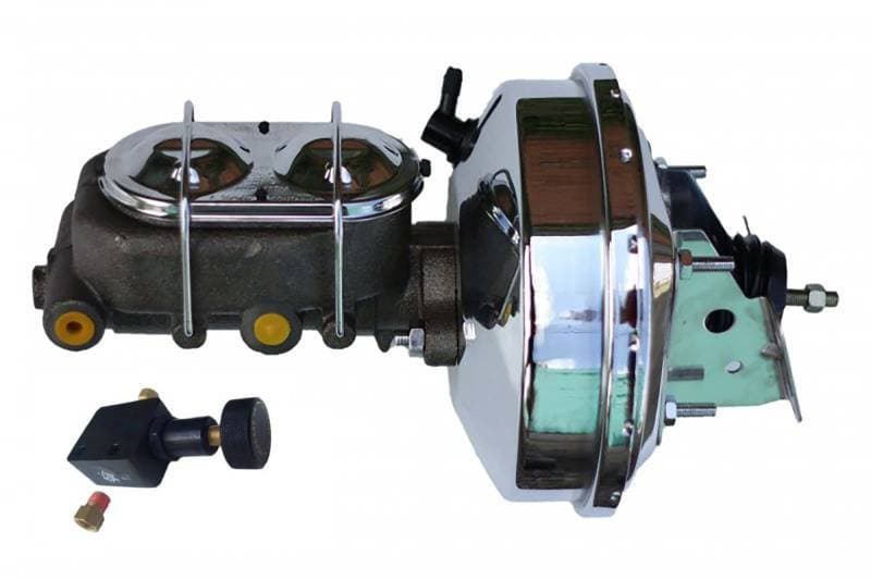 9-Inch Single Diaphragm Power Booster, 1-1/8 Inch Bore Cast Iron Master Cylinder with Adjustable Proportioning Valve and Chrome Lid for 1970-1981 Camaro or Firebird