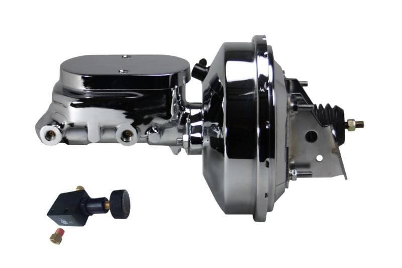 9-Inch Single Diaphragm Chrome Power Booster, 1-1/8 Inch Bore Flat Top Master Cylinder with Adjustable Proportioning Valve for 1970-1981 Camaro or Firebird