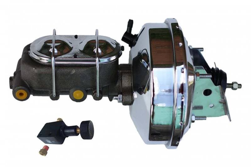 9-Inch Single Diaphragm Power Booster, 1-Inch Bore Cast Iron Master Cylinder with Adjustable Proportioning Valve and Chrome Lid for 1970-1981 Camaro or Firebird